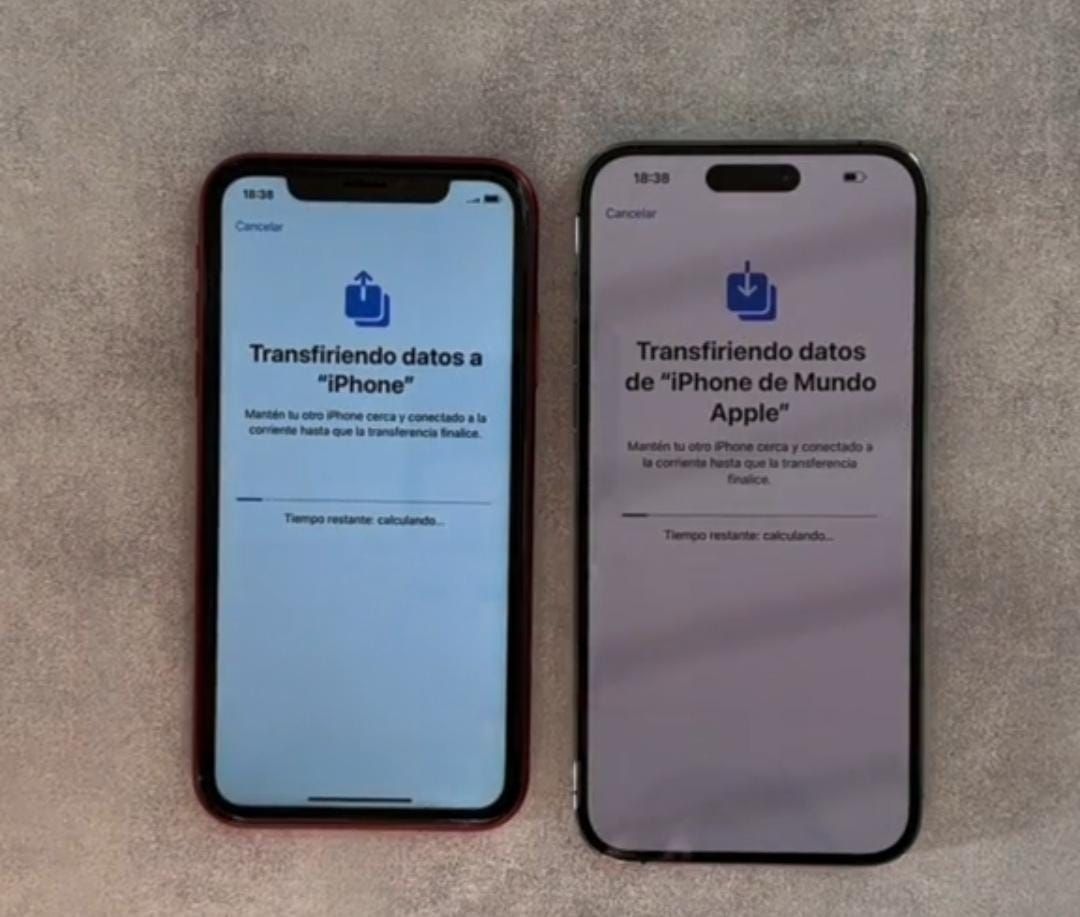 Aviso de que se están transfiriendo los datos.