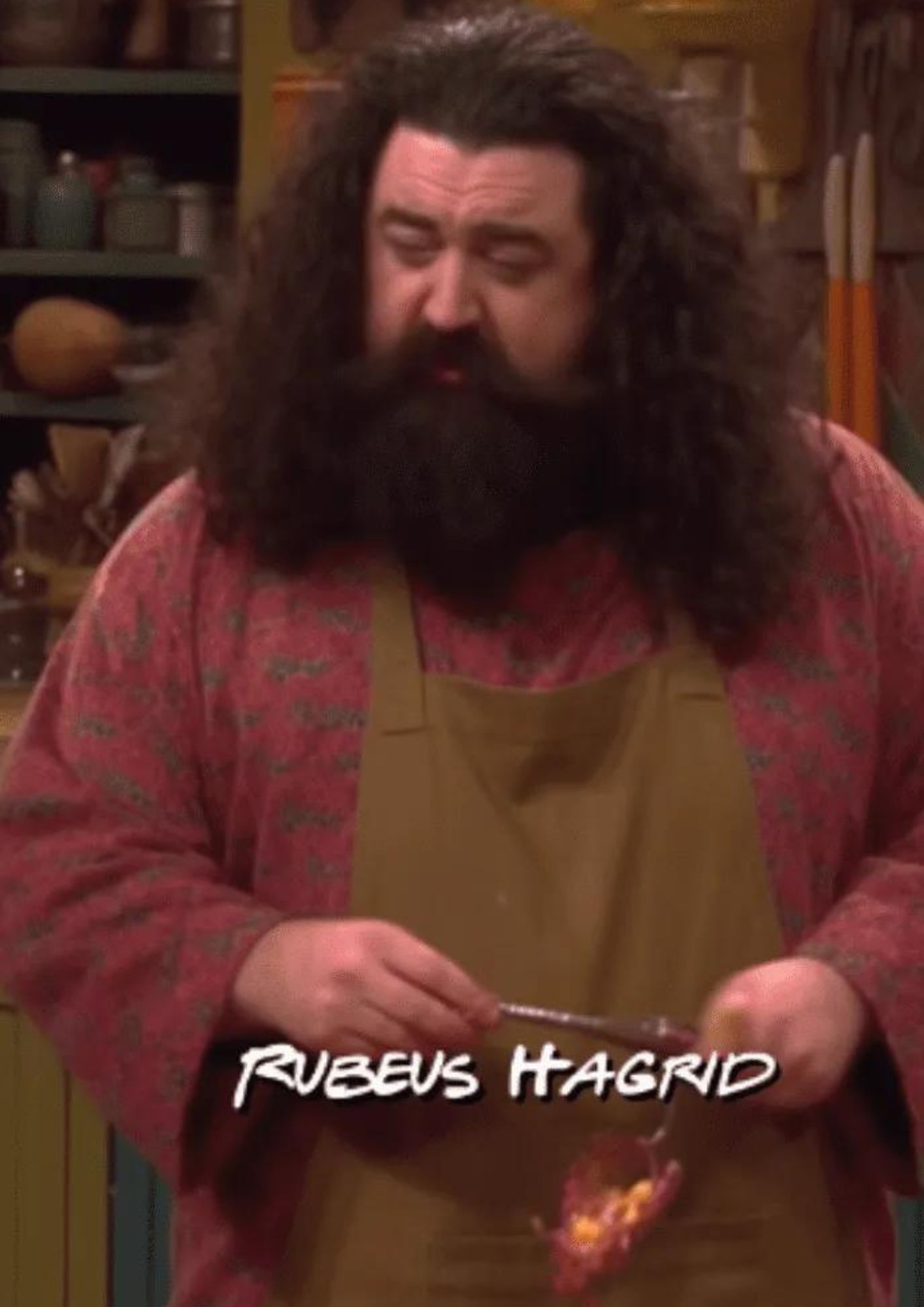 Así se vería Rubeus de Harry Potter en la serie de Friend según una IA.