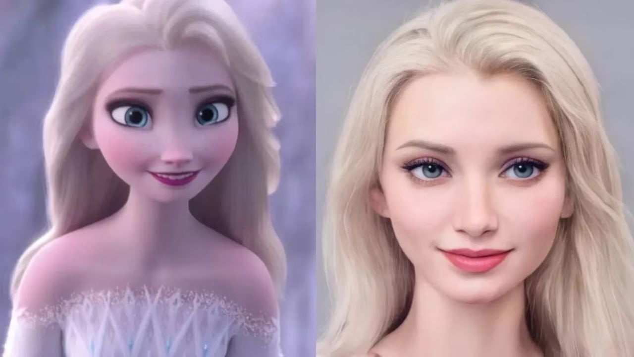 Así se vería Elsa, Reina de Arendelle en Frozen, en la vida real, según la inteligencia artificial.