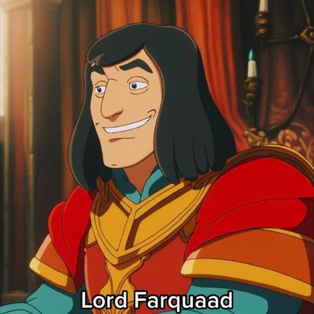 Así se vería Lord Farquaad según una IA en el mundo de Studio Ghibli.