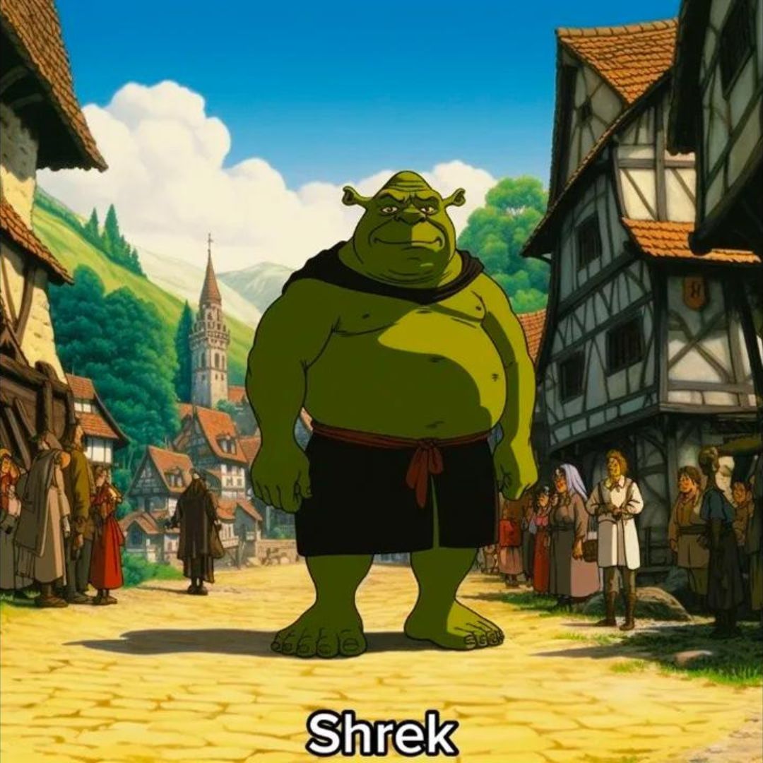 Así se vería Shrek según una IA en el mundo de Studio Ghibli.