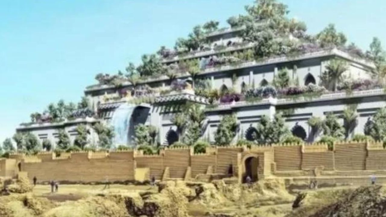 Aspi se verían Los jardines colgantes en la antiguedad según la IA. 