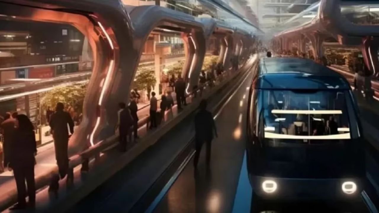 Así sería una estación de tren del futuro según una IA.