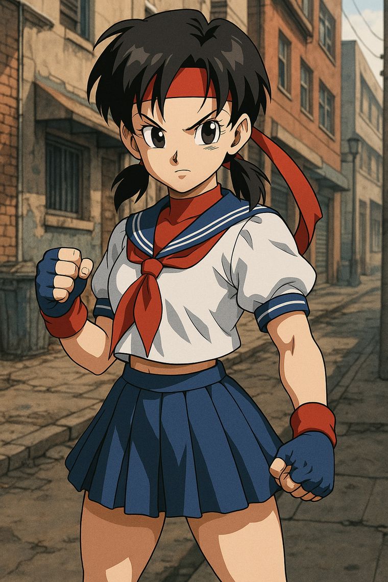 Videl, de Dragon Ball Z, y Sakura, de Street Fighter, comparten escena en una fusión visual que rinde homenaje al arte clásico japonés. Videl, de Dragon Ball Z, y Sakura, de Street Fighter, comparten escena en una fusión visual que rinde homenaje al arte clásico japonés.