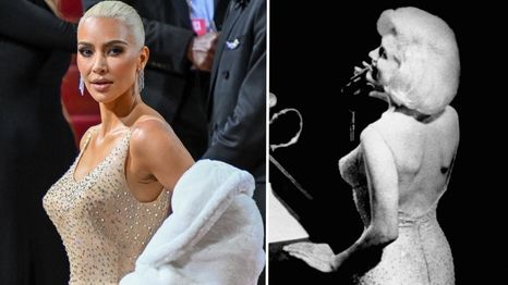 A la izquierda Kim Kardashian y a la derecha Marilyn Monroe