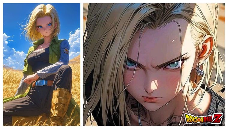 La magia de Dragon Ball Z nos muestra los 5 mejores Fan Arts de Androide 18 creados por la IA