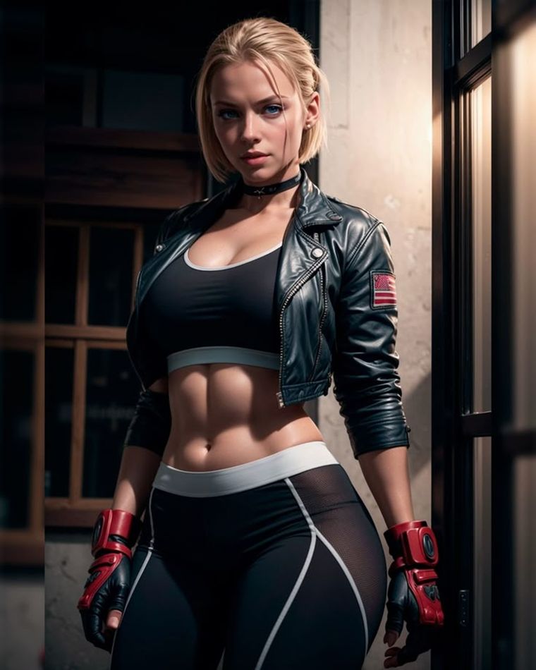 Su clásico leotardo verde, guantes rojos y boina militar roja se han vuelto emblemáticos dentro de la franquicia. Su clásico leotardo verde, guantes rojos y boina militar roja se han vuelto emblemáticos dentro de la franquicia.