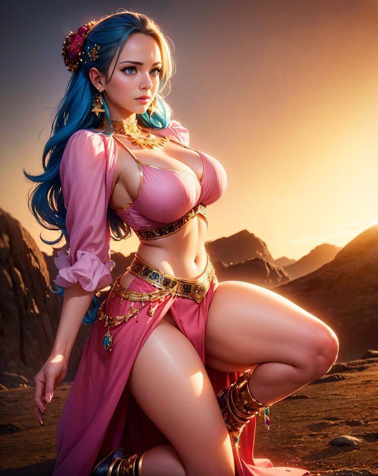 A lo largo de su aventura de One Piece, Vivi usa diversos atuendos que van desde ropa de baile, más reveladora, hasta indumentaria tradicional de Arabasta, adaptándose a su misión. A lo largo de su aventura de One Piece, Vivi usa diversos atuendos que van desde ropa de baile, más reveladora, hasta indumentaria tradicional de Arabasta, adaptándose a su misión.