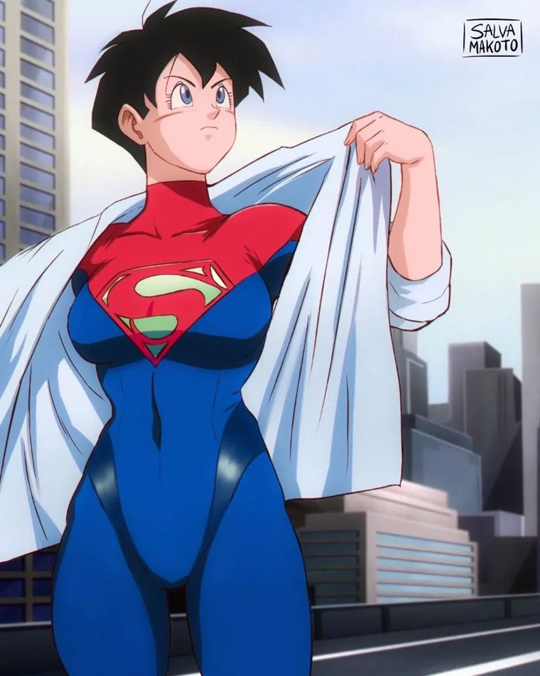 Videl de Dragon Ball Z combinada con Supergirl, la emblemática heroína del universo DC. Videl de Dragon Ball Z combinada con Supergirl, la emblemática heroína del universo DC.