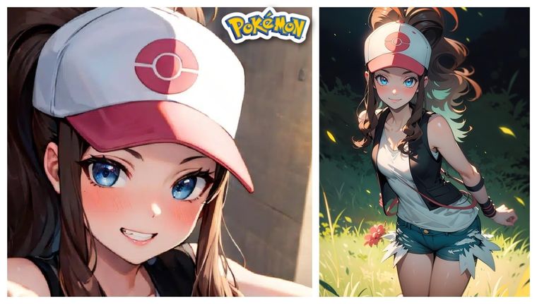 Así es el diseño hiperrealista que la IA desarrolló para la bella Hilda, la entrenadora de Pokémon