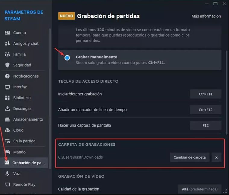 Afortunadamente, Steam permite modificar la ubicación predeterminada de almacenamiento de capturas y vídeos. Afortunadamente, Steam permite modificar la ubicación predeterminada de almacenamiento de capturas y vídeos.