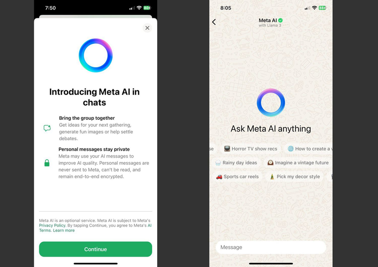 El asistente META AI ofrece respuestas, sugerencias y redacción de mensajes dentro de WhatsApp El asistente META AI ofrece respuestas, sugerencias y redacción de mensajes dentro de WhatsApp