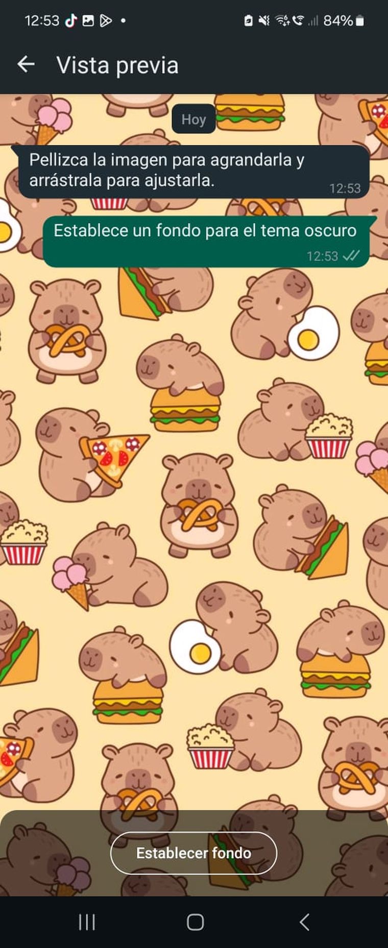 También es posible personalizar el fondo de chats de WhatsApp con capibaras También es posible personalizar el fondo de chats de WhatsApp con capibaras
