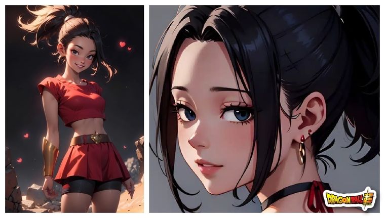La IA imagina a la poderosa Kale, de Dragon Ball Súper, con su icónico vestido rojo