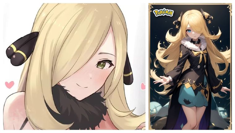 Por primera vez esta IA revela la forma realista de la bella Cynthia, la entrenadora Pokémon