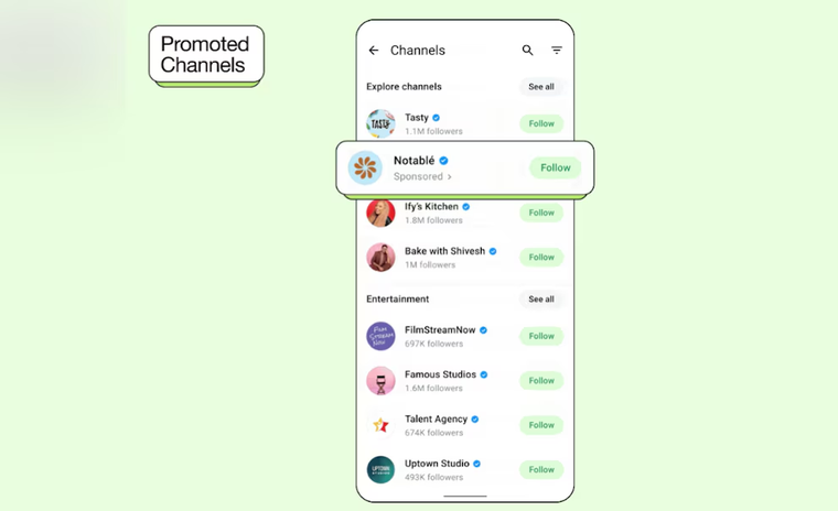 Los canales promocionados se encontrarán arriba en la lista de explorar. Los canales promocionados se encontrarán arriba en la lista de explorar.