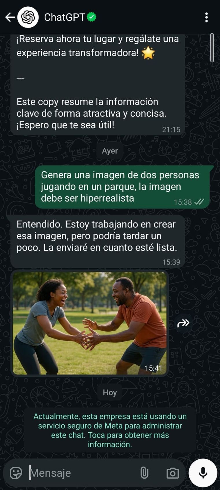 Ahora es posible generar imágenes con IA con ChatGPT desde WhatsApp Ahora es posible generar imágenes con IA con ChatGPT desde WhatsApp