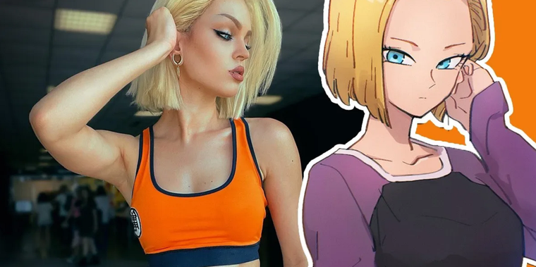 La bella Androide 18 se une a la Escuela de la Tortuga en este seductor cosplay de Dragon Ball