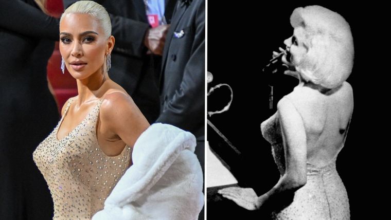 A la izquierda Kim Kardashian y a la derecha Marilyn Monroe