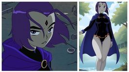 Raven es una joven mitad humana y mitad demonio, hija del poderoso y malévolo Trigon