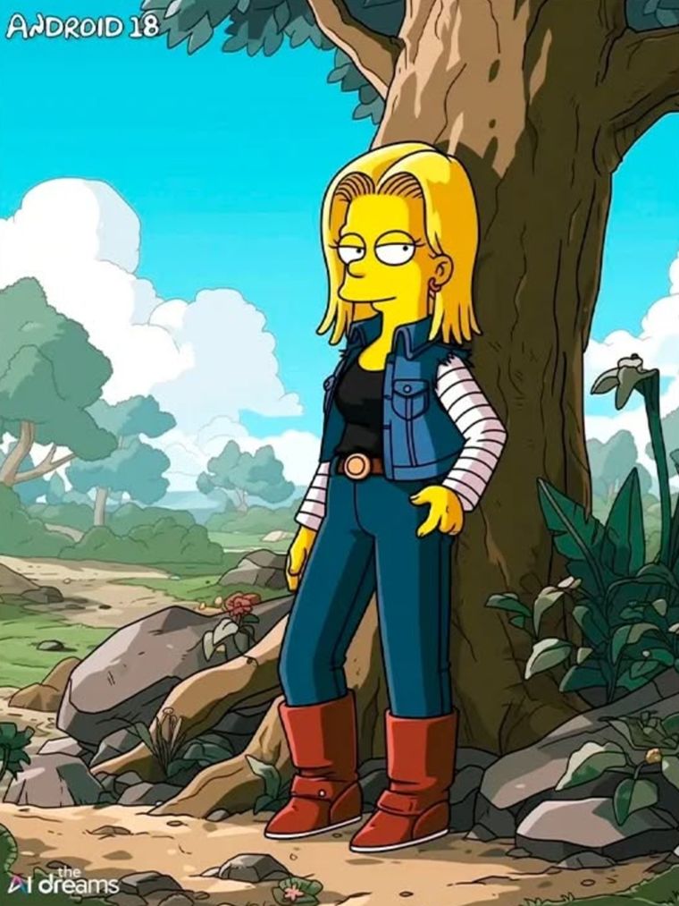 Este Fan Art convierte a Androide 18 de Dragon Ball Z en ciudadana de Springfield Este Fan Art convierte a Androide 18 de Dragon Ball Z en ciudadana de Springfield