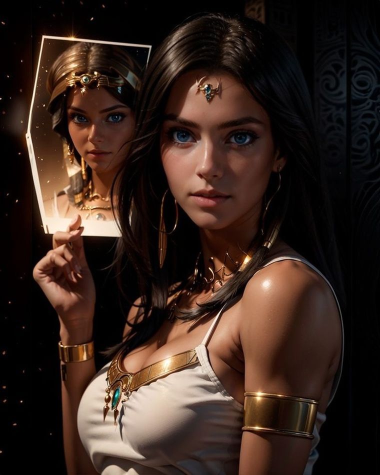 Ishizu Ishtar tiene piel morena, cabello largo y lacio de color celeste. Ishizu Ishtar tiene piel morena, cabello largo y lacio de color celeste.