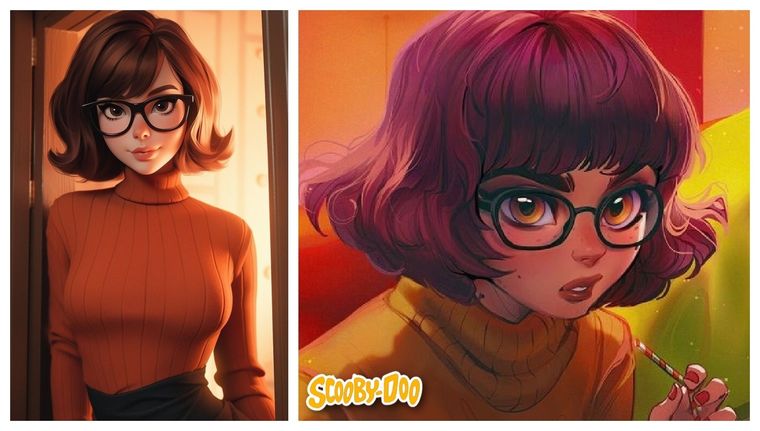 La IA desarrolla los 5 FanArts más impresionantes de Vilma Dinkley, la protagonista de Scooby Doo