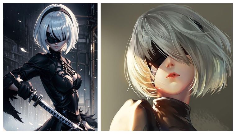 Dile adiós a la inteligencia artificial: estos son los 5 mejores Fan Art de 2B en NieR:Automata