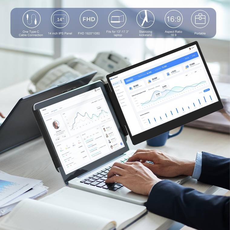 KEFEYA Extensor de pantalla para laptop, 14 pulgadas KEFEYA Extensor de pantalla para laptop, 14 pulgadas