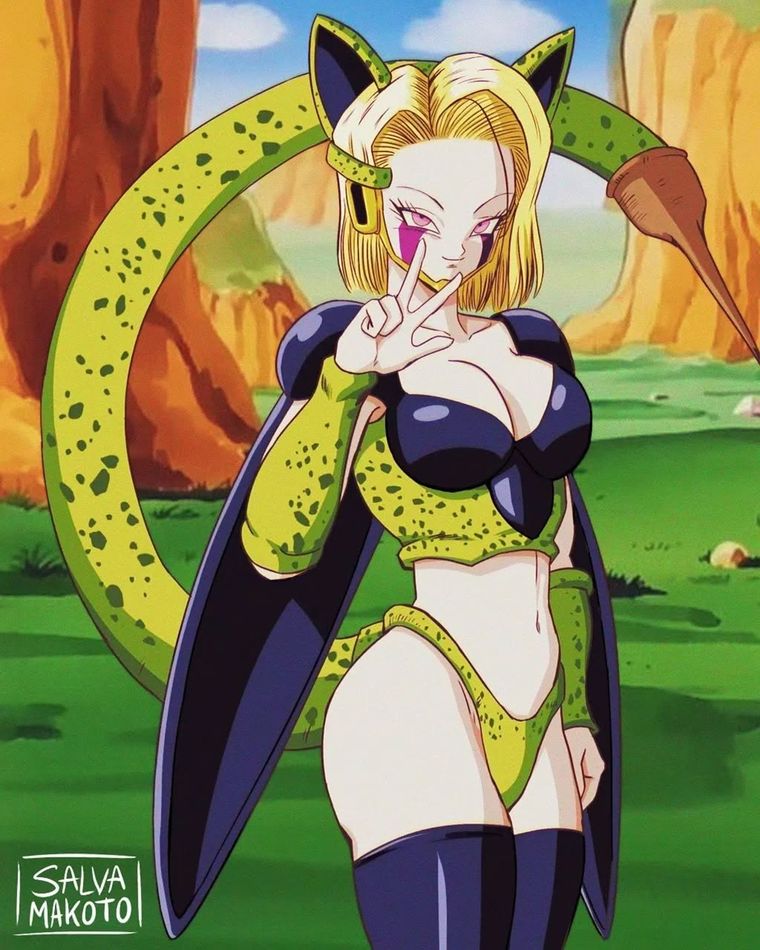 La fusión mantiene la figura femenina de Androide 18, con toques estéticos inspirados en Cell La fusión mantiene la figura femenina de Androide 18, con toques estéticos inspirados en Cell