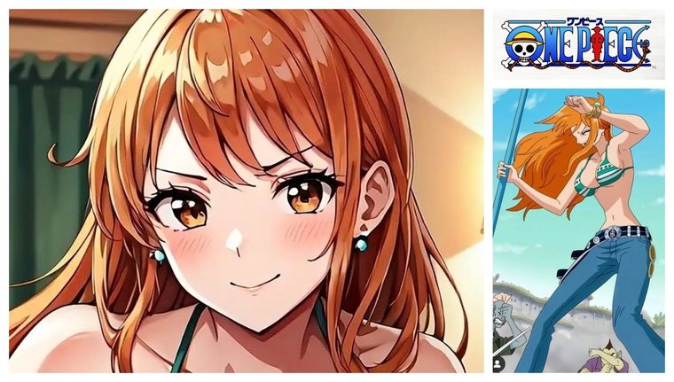 Por primera vez la IA recrea a la bella Nami de One Piece como un personaje de Dragon Ball