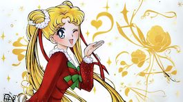 Usagi de Sailor Moon con un traje navideño