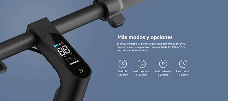 El scooter permite elegir entre tres modos de velocidad El scooter permite elegir entre tres modos de velocidad