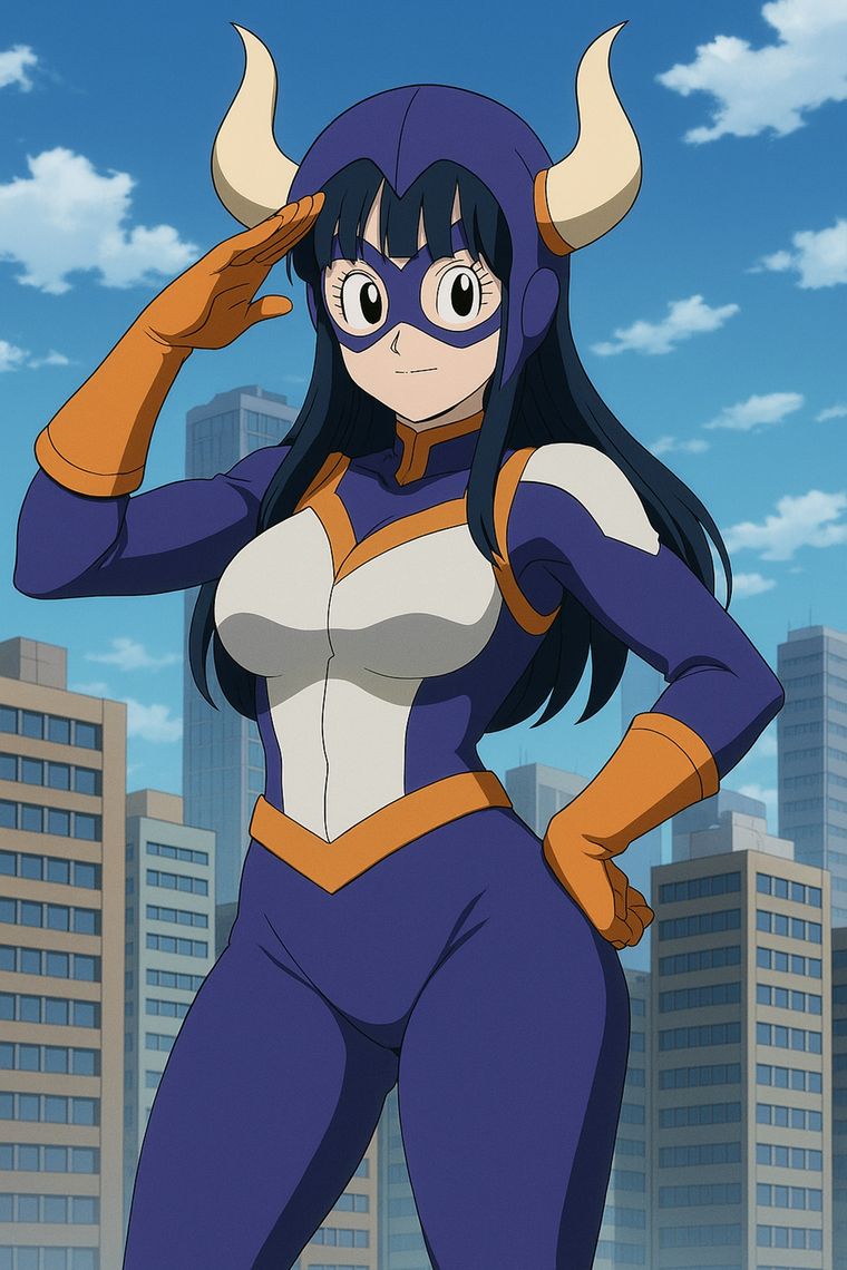 La creación presenta a este personaje híbrido con el característico rostro y expresión de Milk, pero portando el icónico traje ajustado de Mt. Lady