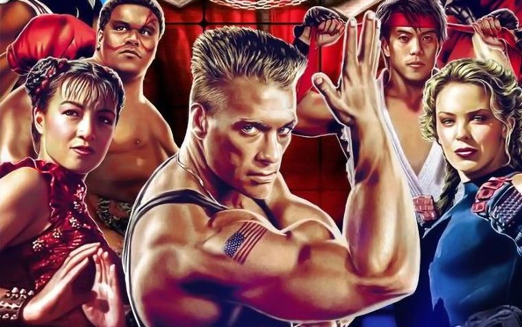 Película Street Fighter: La última batalla. Estrenada en 1994. Con Jean-Claude Van Damme (en el papel de William F. Guile), Raúl Julia (como el General M. Bison), la cantante pop Kylie Minogue (como Cammy)