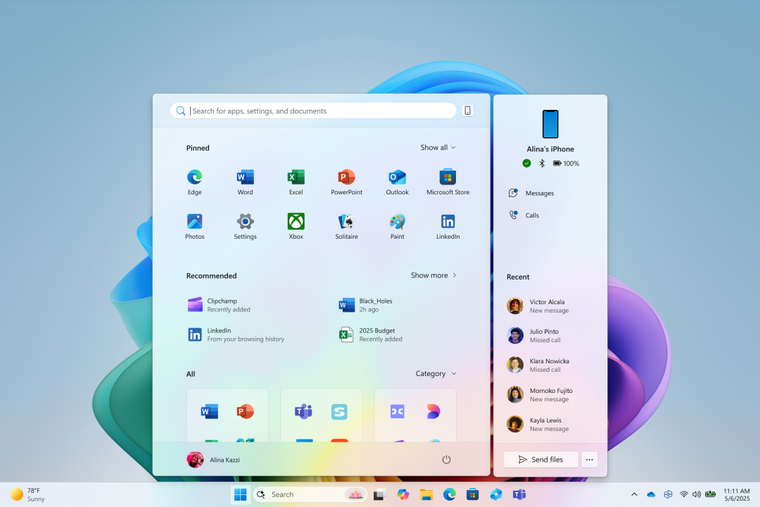 Microsoft Windows 11: un nuevo menú Inicio con funciones de IA Microsoft Windows 11: un nuevo menú Inicio con funciones de IA