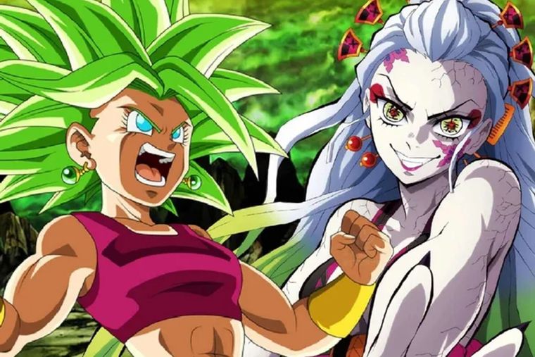 Fanart fusiona a Kefla y Daki en un impactante crossover entre Dragon Ball Z y Demon Slayer