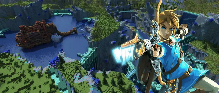 Un jugador de Minecraft está creando el mundo The Legend of Zelda