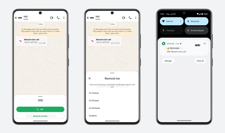 La nueva función de WhatsApp permite programar un recordatorio para llamadas perdidas directamente desde el chat. La nueva función de WhatsApp permite programar un recordatorio para llamadas perdidas directamente desde el chat.