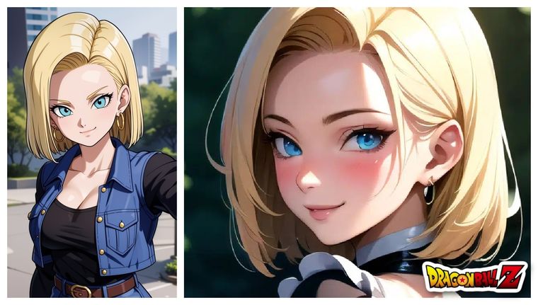 Esta Ia crea una nueva versión hiperrealista de Androide 18 con su clásico traje de Dragon Ball Z