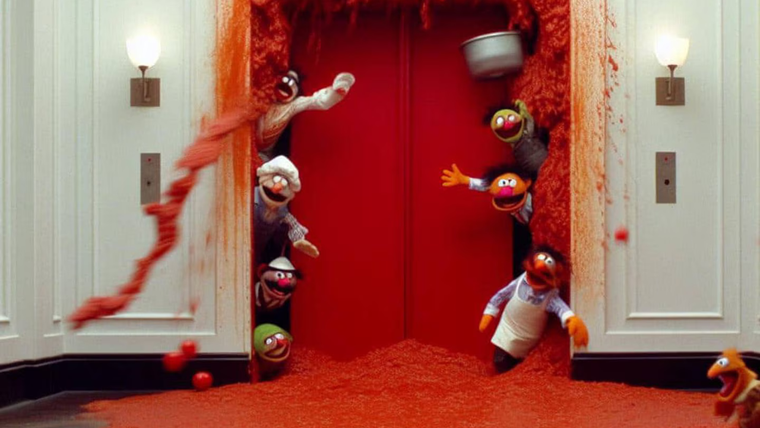 Una inteligencia artifical recreó a Los Muppets como si protagonizaran la película El Resplandor.